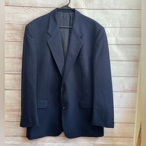 BARNEYS NEW YORK KONEN MUNICH 100% WOOL BLAZER‎ IN NAVY BLUE PINSTRIPES